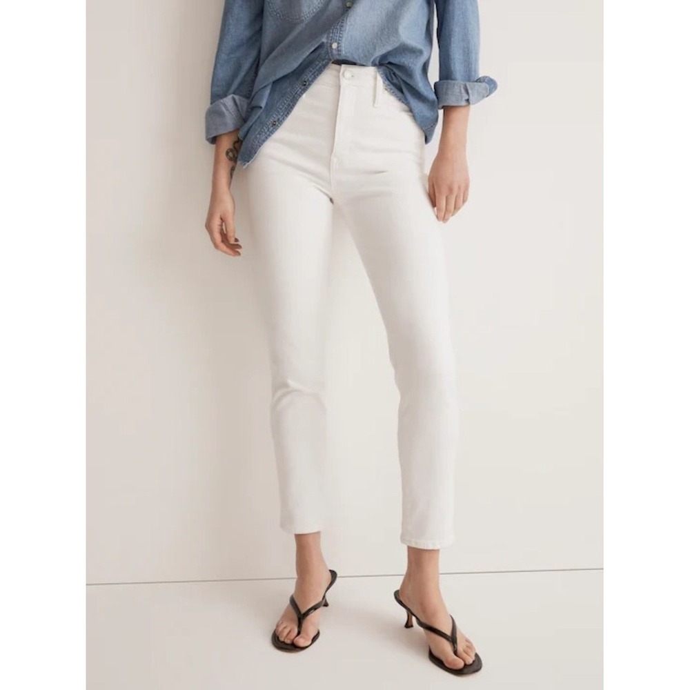 Madewell Stovepipe Jeans Pure White Super Stretch High Rise Straight Leg 29
